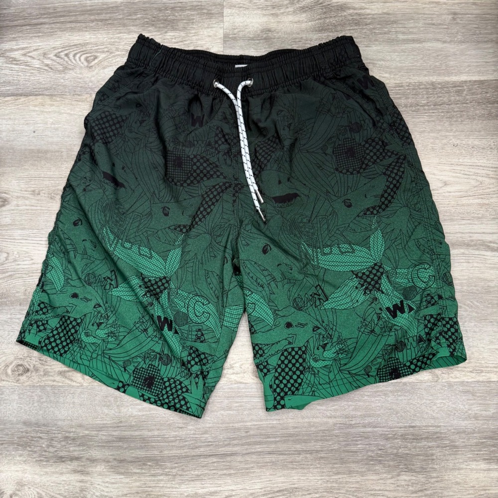 Tailor Pal Love Mens Green Black Ombre Graphic Swim Trunks Shorts Size L BB35